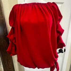 CeCe Red Off-Shoulder Blouse